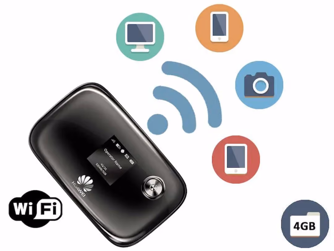一台随身 Wi-Fi 路由器,可以同时连接多部手机和平板