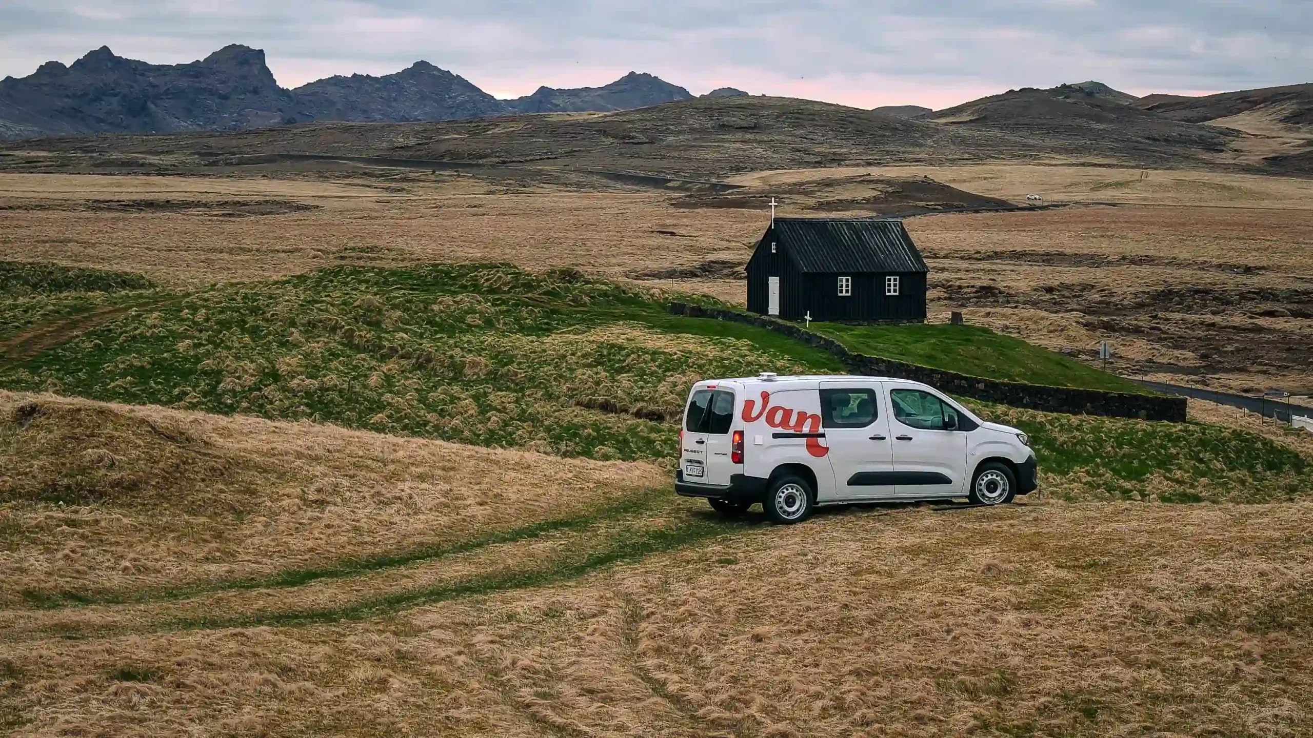 campervan 2 persons premium on top of the hill facing a beautifull black church